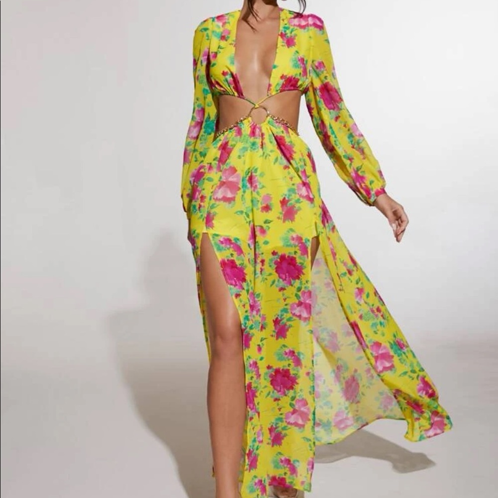Boho floral dress with chain - Picture 1 of 7